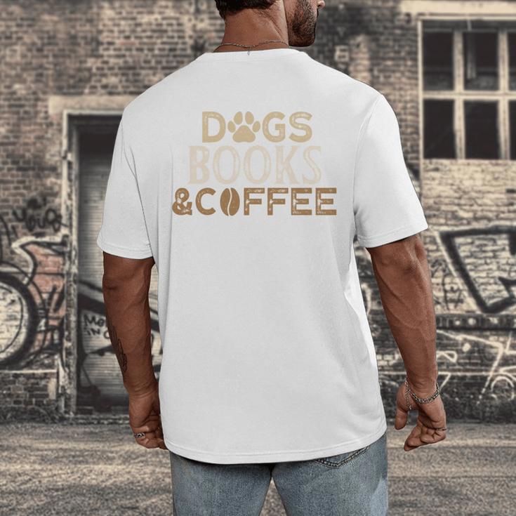 Dogs Books & Coffee Men's Back Print T-Shirt Dogs Books & Coffee Men's Back Print T-Shirt