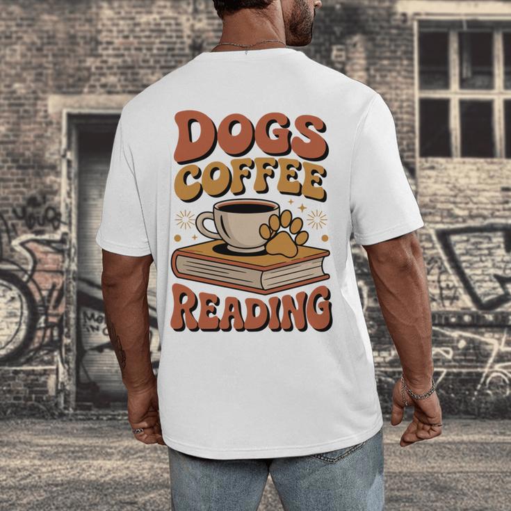Dogs Coffee Reading Book Lover Men's Back Print T-Shirt
