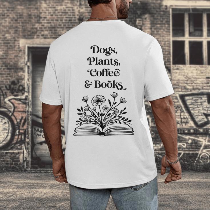 Dogs Plants Coffee Books Book Lover Dog Lover Reading Men's Back Print T-Shirt Dogs Plants Coffee Books Book Lover Dog Lover Reading Men's Back Print T-Shirt