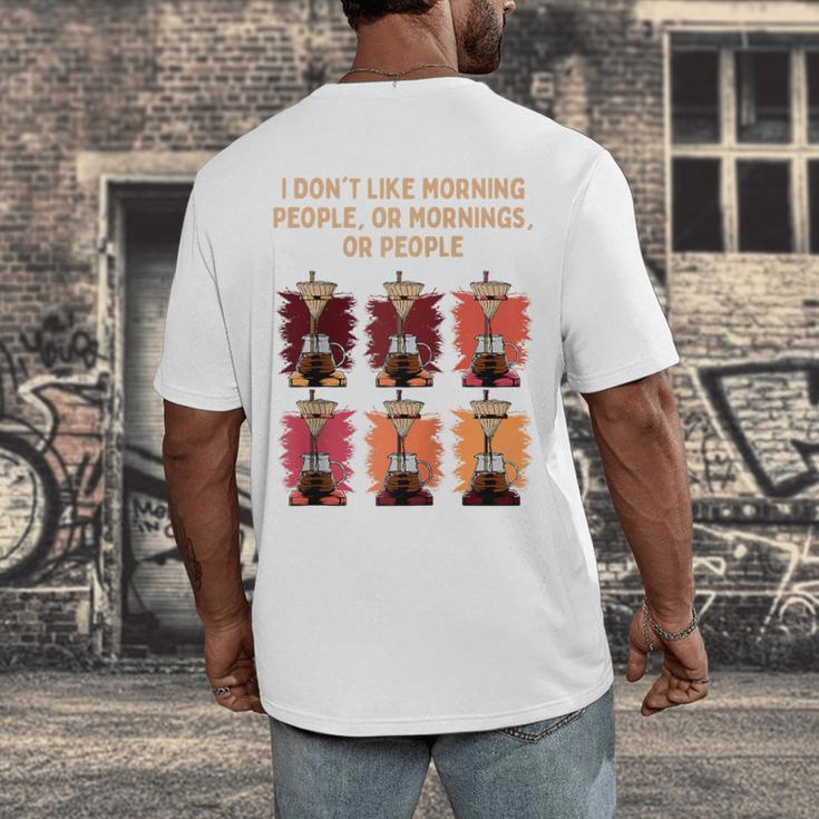 I Dont Like Morning People Introvert Coffee Lover Antisocial Raglan Baseball Tee Men's Back Print T-Shirt