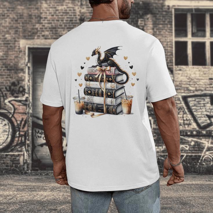 Dragon Hoard Of Books Reading Lover Cute Art Men's Back Print T-Shirt