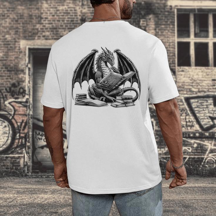 Dragon Reading Book Bookworm Books Dragon Learning Men's Back Print T-Shirt
