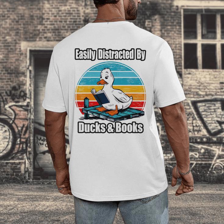 Ducks Books Lover Easily Distracted By Ducks & Books Men's Back Print T-Shirt
