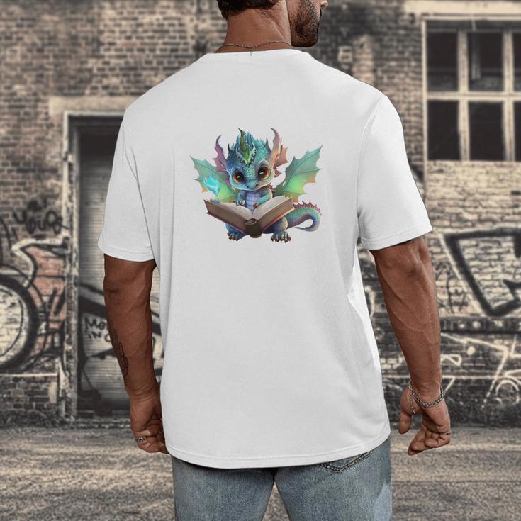 Easily Distracted By Dragon And Books Introvert Shirt Men's Back Print T-Shirt