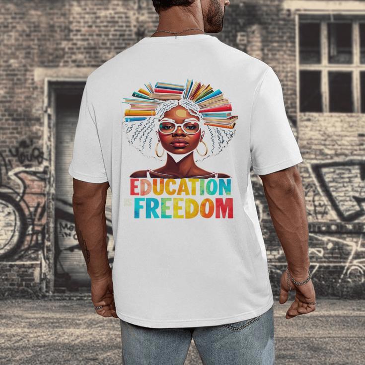 Education Is Freedom Afro Books Men's Back Print T-Shirt Education Is Freedom Afro Books Men's Back Print T-Shirt