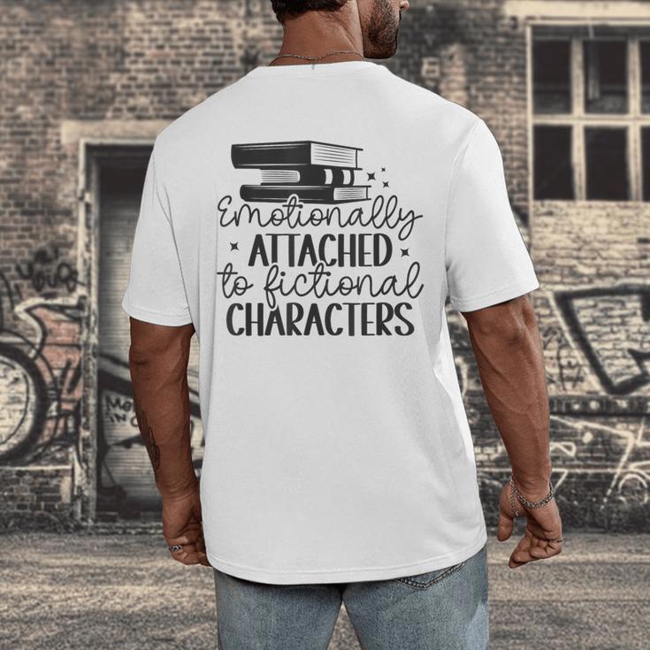 Emotionally Attached To Fictional Characters Banned Books Men's Back Print T-Shirt