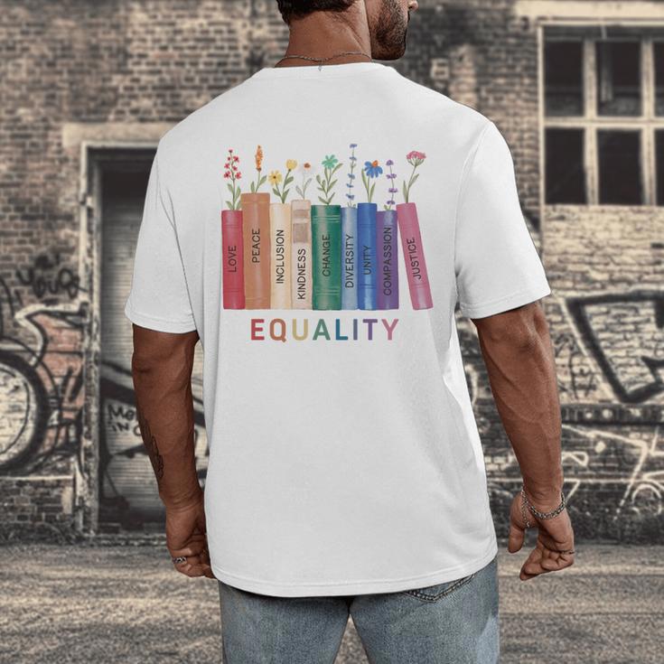 Equality Flower Books Equal Rights Social Justice Feminist Men's Back Print T-Shirt