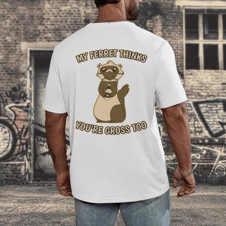 Ew People Ferret Saying Mask Introvert Ferrets Men's Back Print T-Shirt