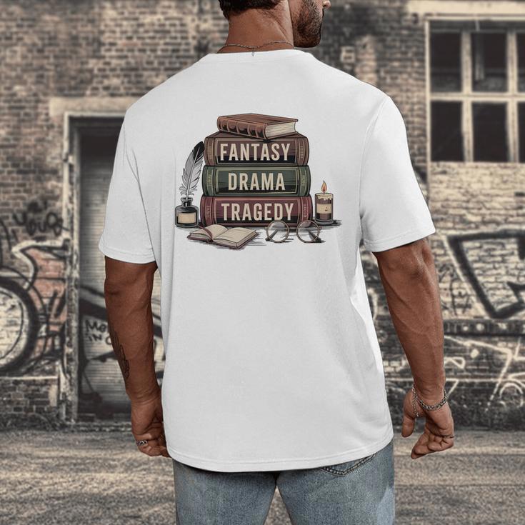 Fantasy Drama Tragedy Gothic Book Lover Bookworm Men's Back Print T-Shirt