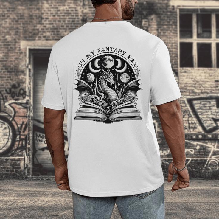 In My Fantasy Era Books Dragon & Moon Bookish Bookworm Men's Back Print T-Shirt In My Fantasy Era Books Dragon & Moon Bookish Bookworm Men's Back Print T-Shirt