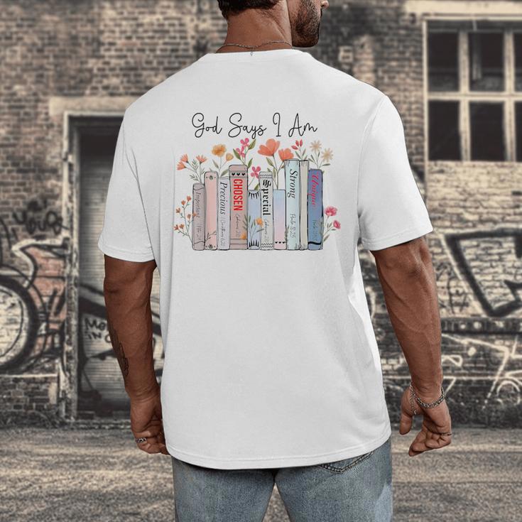 God Says I Am Book Bible Verse Christian Girls Women Men's Back Print T-Shirt