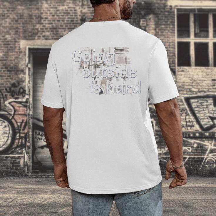 Going Outside Is Hard Saying For Introvert And Homebody Premium Tri-Blend Men's Back Print T-Shirt Going Outside Is Hard Saying For Introvert And Homebody Premium Tri-Blend Men's Back Print T-Shirt