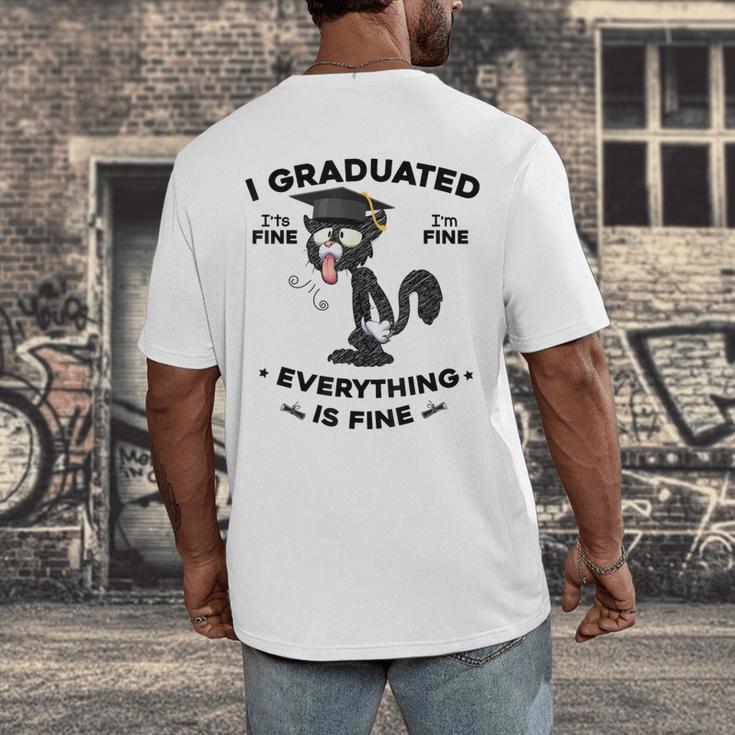I Graduated Graduate Class 2025 Cat Graduation Men's Back Print T-Shirt