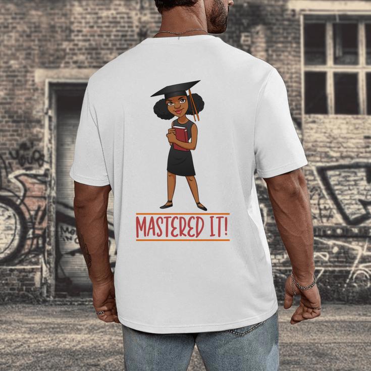 Graduation Woman Tshirt Black Melanin Masters Degree Men's Back Print T-Shirt