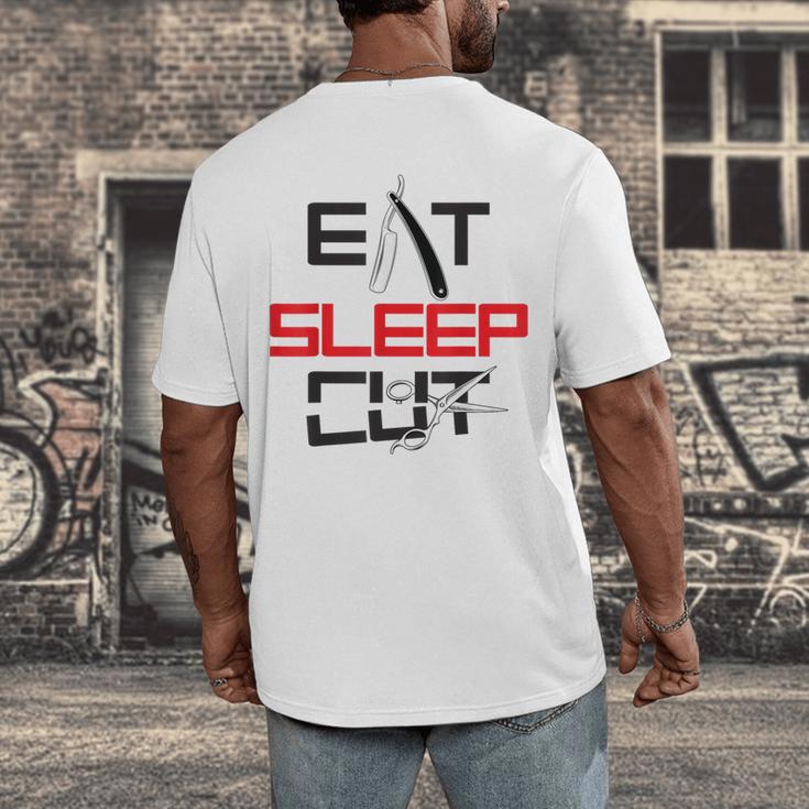 Haircutter Barber Eat Sleep Cut Barbering Graduation Men's Back Print T-Shirt