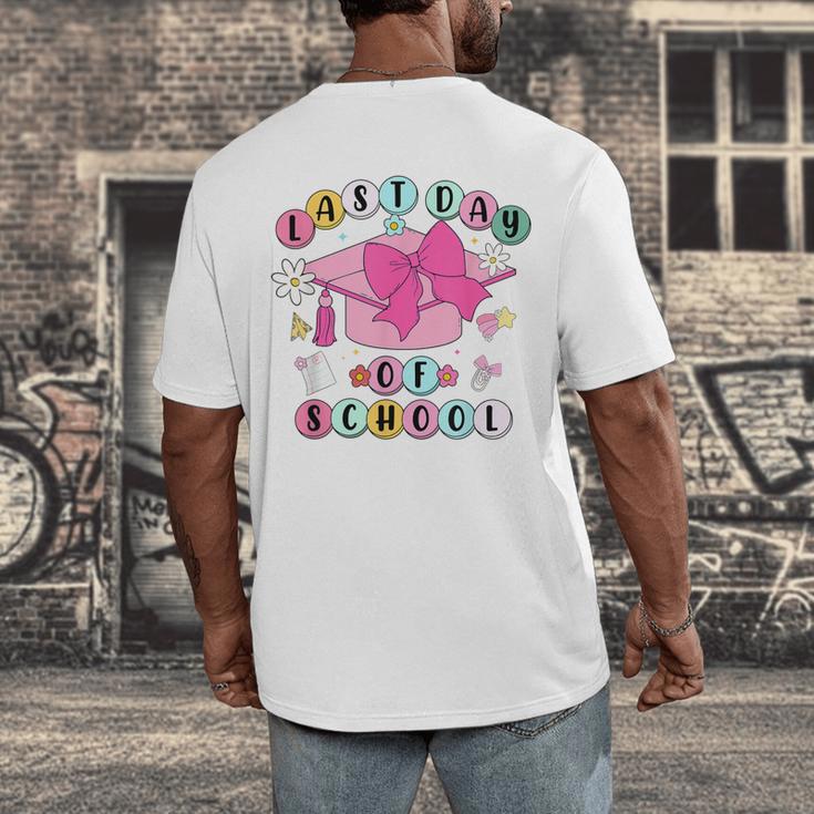 Happy Last Day Of School Coquette Bow Graduation Girls Kids Men's Back Print T-Shirt