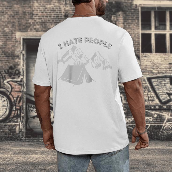I Hate People Introvert Sarcastic I Love Camping Raglan Baseball Tee Men's Back Print T-Shirt
