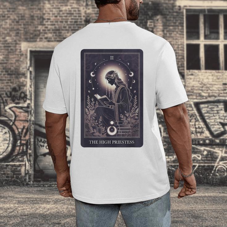 High Priestess Tarot Art Celestial Mystic Book Lover Men's Back Print T-Shirt High Priestess Tarot Art Celestial Mystic Book Lover Men's Back Print T-Shirt