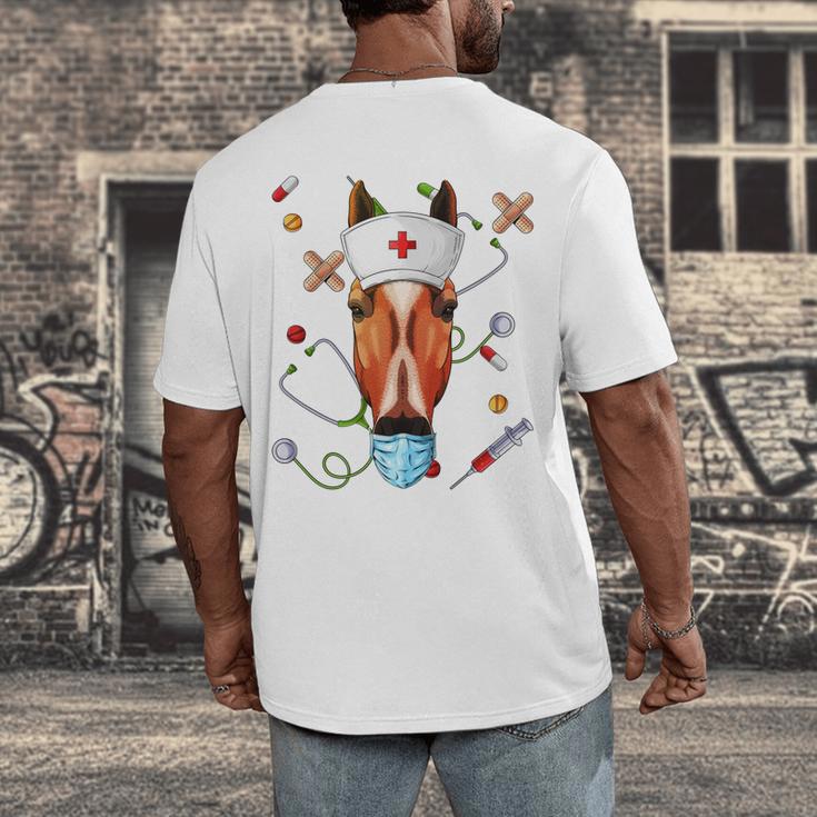 Horse Nurse RN ER Nursing School Graduation Men's Back Print T-Shirt
