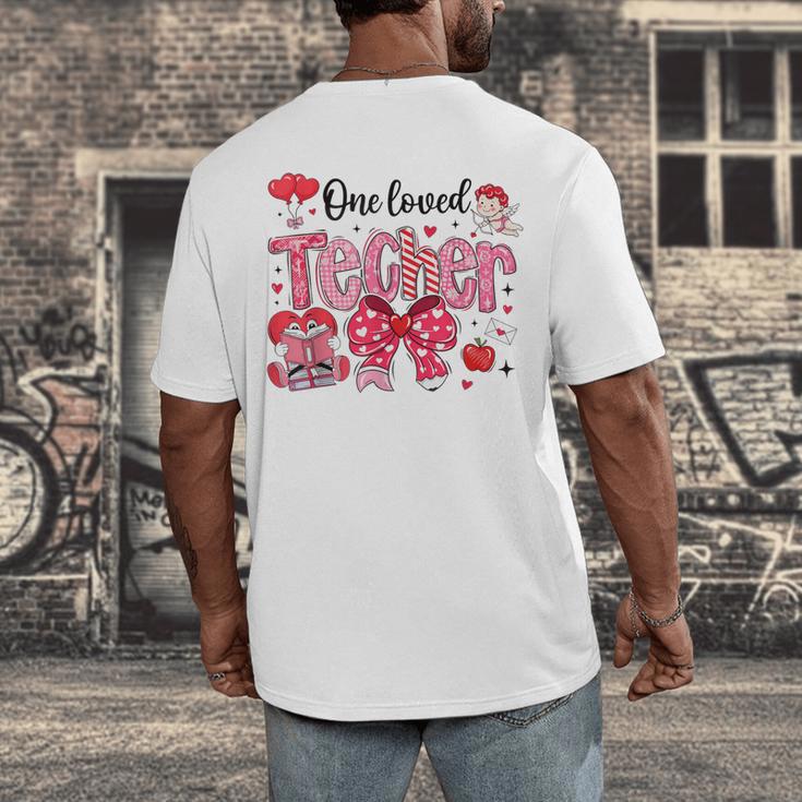 HUGvyn One Loved Teacher Valentine Book Heart Reading Bow Men's Back Print T-Shirt
