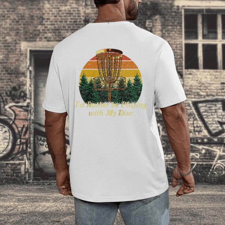 Id Rather Be Playing With My Disc Introvert Disc Golf Raglan Baseball Tee Men's Back Print T-Shirt