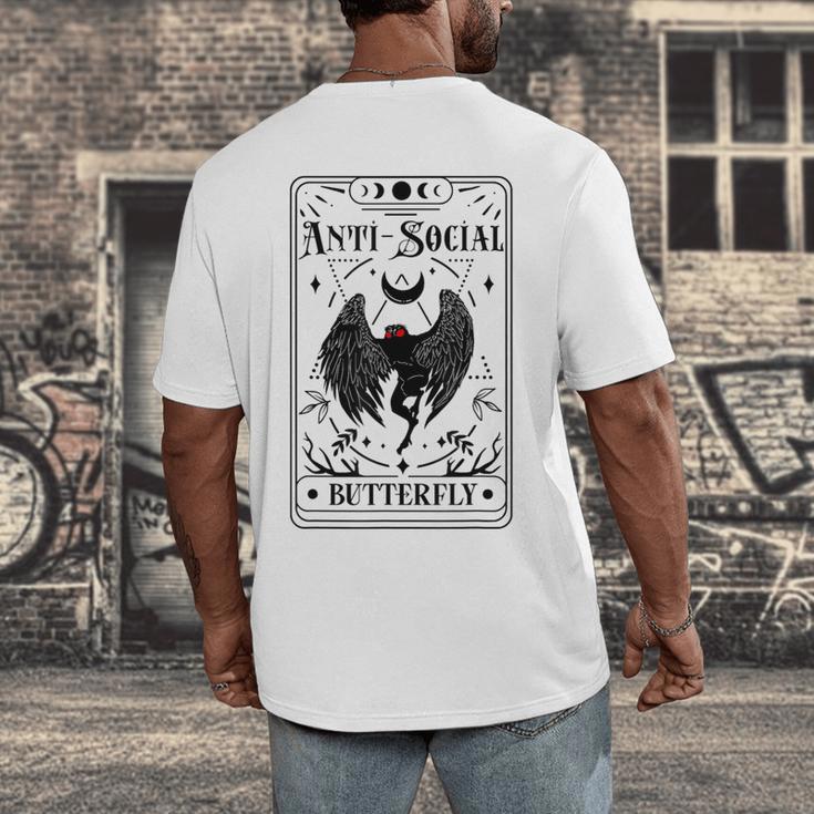Introvert Apparel Emporium Mothman Tarot Card Antisocial Butterfly Cryptozoologist -Adults Grey Men's Back Print T-Shirt