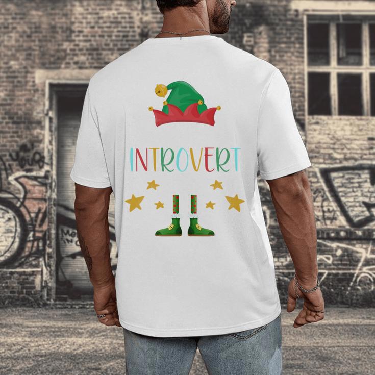 The Introvert Elf Christmas Family Matching Fun Xmas Top Men's Back Print T-Shirt
