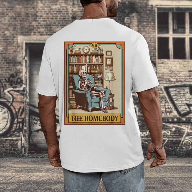 Introvert Homebody Awkward Skeleton The Homebody Tarot Card Men's Back Print T-Shirt