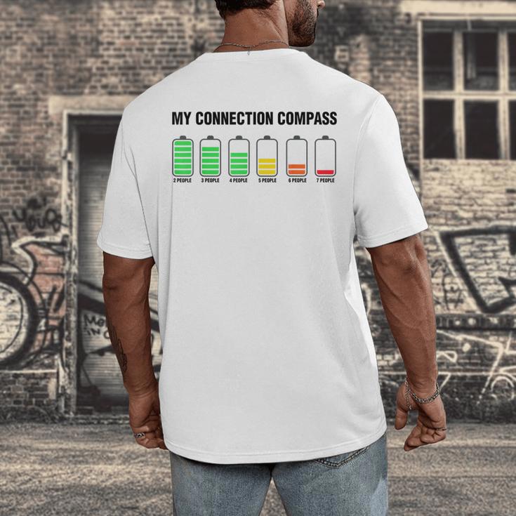 Introvert Low Battery My Connection Compass Men's Back Print T-Shirt Introvert Low Battery My Connection Compass Men's Back Print T-Shirt