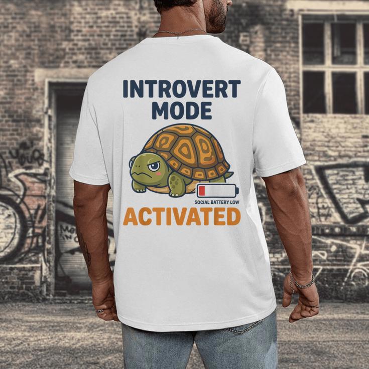 Introvert Mode Activated Low Social Battery Box Turtle Men's Back Print T-Shirt Introvert Mode Activated Low Social Battery Box Turtle Men's Back Print T-Shirt