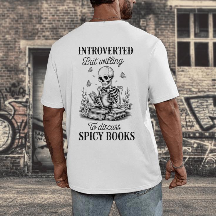 Introvert Read Spicy Books Lover Bookworm Skeleton Reading Men's Back Print T-Shirt