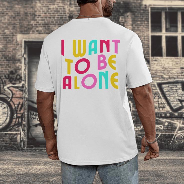 Introvert I Want To Be Alone Retro Wavy Men's Back Print T-Shirt Introvert I Want To Be Alone Retro Wavy Men's Back Print T-Shirt