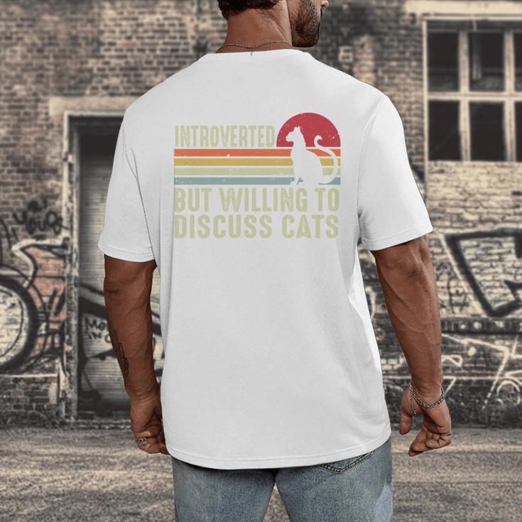 Introverted But Willing To Discuss Cats Kitten Pet Lover Men's Back Print T-Shirt Introverted But Willing To Discuss Cats Kitten Pet Lover Men's Back Print T-Shirt