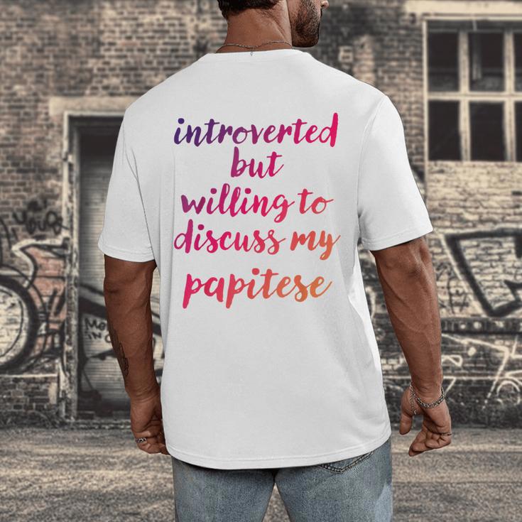 Introverted Willing To Discuss Papitese Introvert Men's Back Print T-Shirt Introverted Willing To Discuss Papitese Introvert Men's Back Print T-Shirt