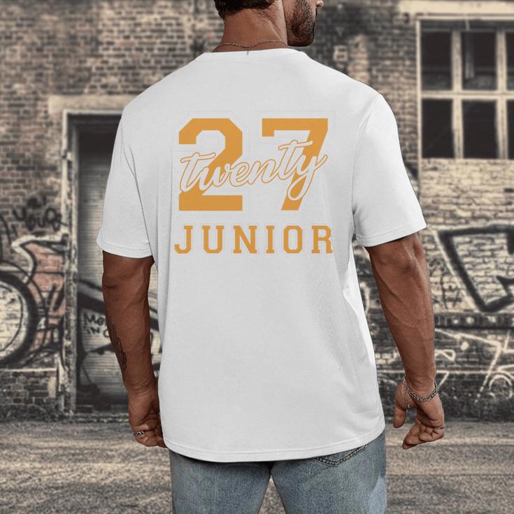 Junior Class 2027 Graduation Back To School Orange Letters Premium Tri-Blend Men's Back Print T-Shirt
