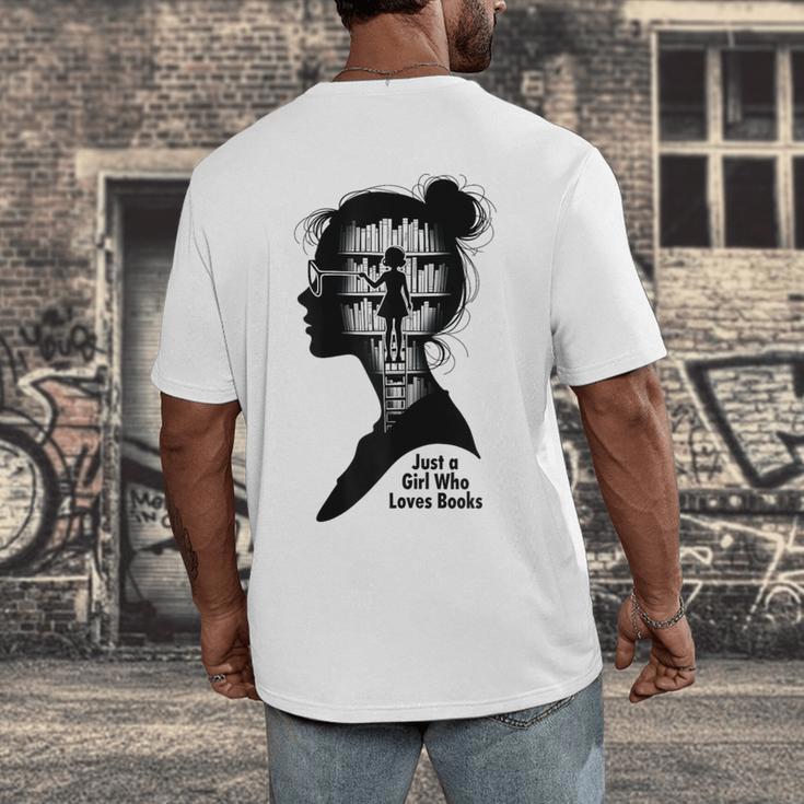 Just A Girl Who Loves Books Girls Books Lovers Men's Back Print T-Shirt