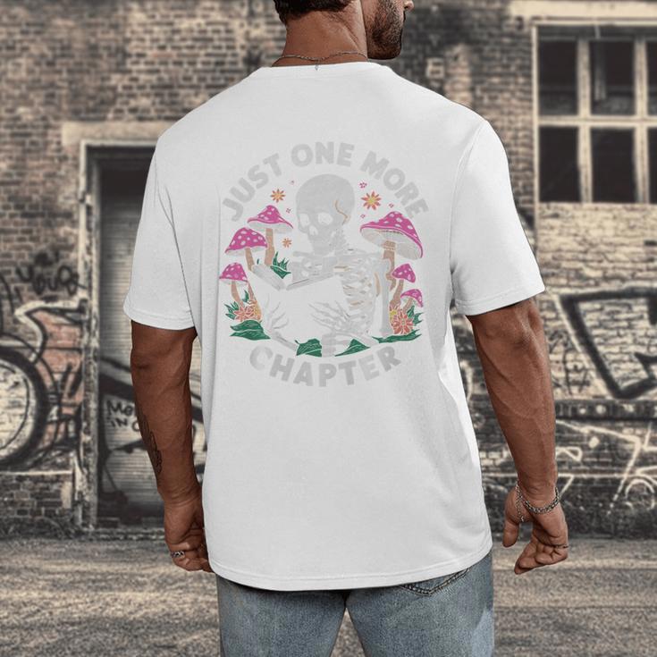 Just One More Chapter Mushrooms Gothic Skeleton Book Lover Premium Men's Back Print T-Shirt Just One More Chapter Mushrooms Gothic Skeleton Book Lover Premium Men's Back Print T-Shirt