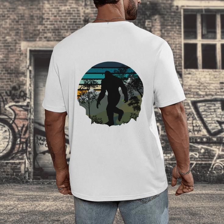 Just Me And My Yeti Retro Sunset Mountain Hiking Introvert Men's Back Print T-Shirt Just Me And My Yeti Retro Sunset Mountain Hiking Introvert Men's Back Print T-Shirt
