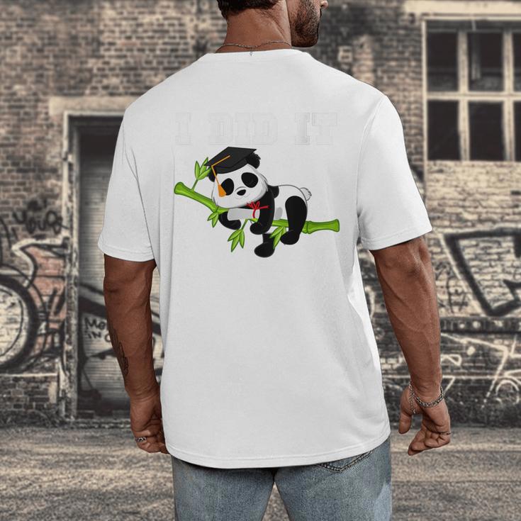 I Did It Kawaii Panda With Graduation Cap Diploma Men's Back Print T-Shirt