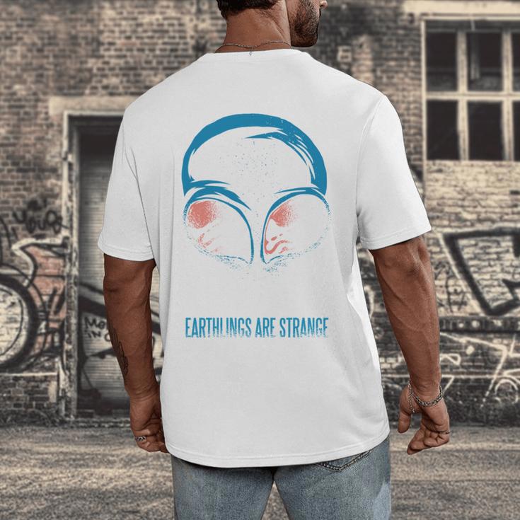 Keep Calm Earthlings Are Strange Alien Introvert Men's Back Print T-Shirt