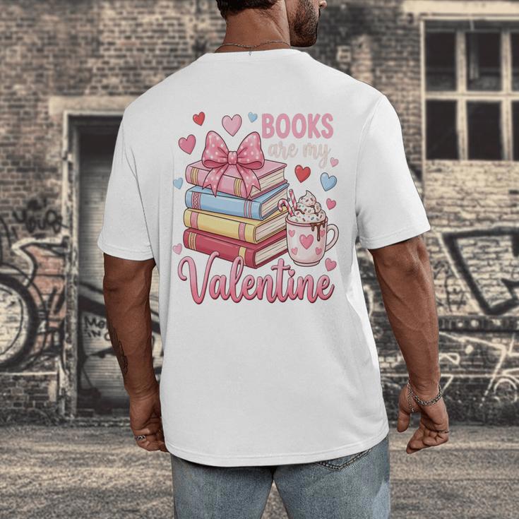 Librarian Books Are My Valentine Teacher Valentines Teach Men's Back Print T-Shirt