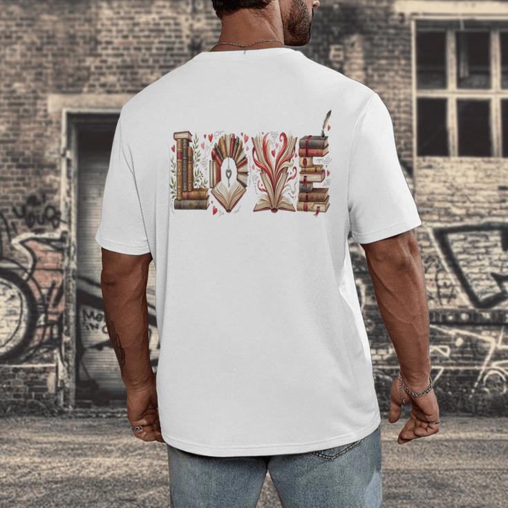 Librarian Reader Books Valentine Teacher Valentines Teach Men's Back Print T-Shirt