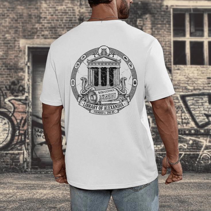 Library Of Alexandria Ancient Book Lover Librarian Books Men's Back Print T-Shirt Library Of Alexandria Ancient Book Lover Librarian Books Men's Back Print T-Shirt