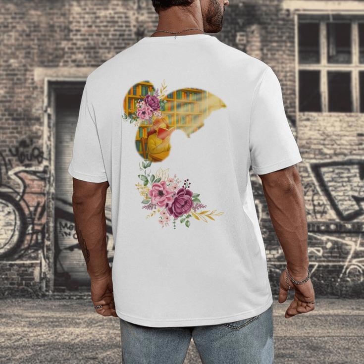 And Into The Library She Goes Book Lover Reading Bookworm Men's Back Print T-Shirt