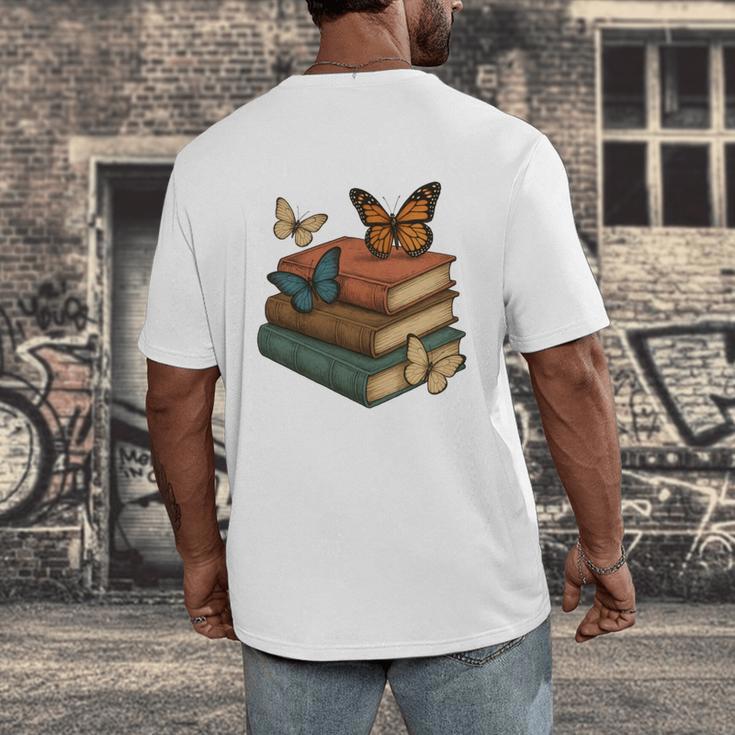 Life Is Better With Butterflies And Books Cute Butterfly Men's Back Print T-Shirt Life Is Better With Butterflies And Books Cute Butterfly Men's Back Print T-Shirt