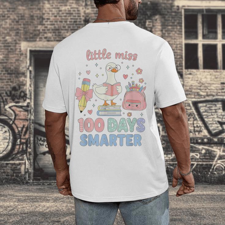 Little Miss 100 Days Smarter Cute Goose Reading Books Girls Men's Back Print T-Shirt