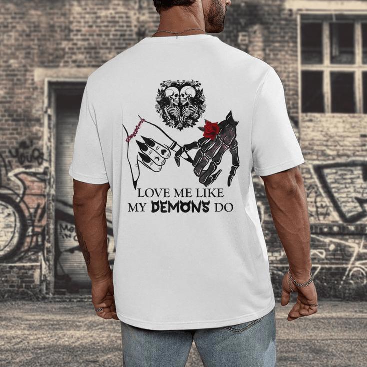 Love Me Like My Demons Do Dark Romance Merch Smutty Book Men's Back Print T-Shirt