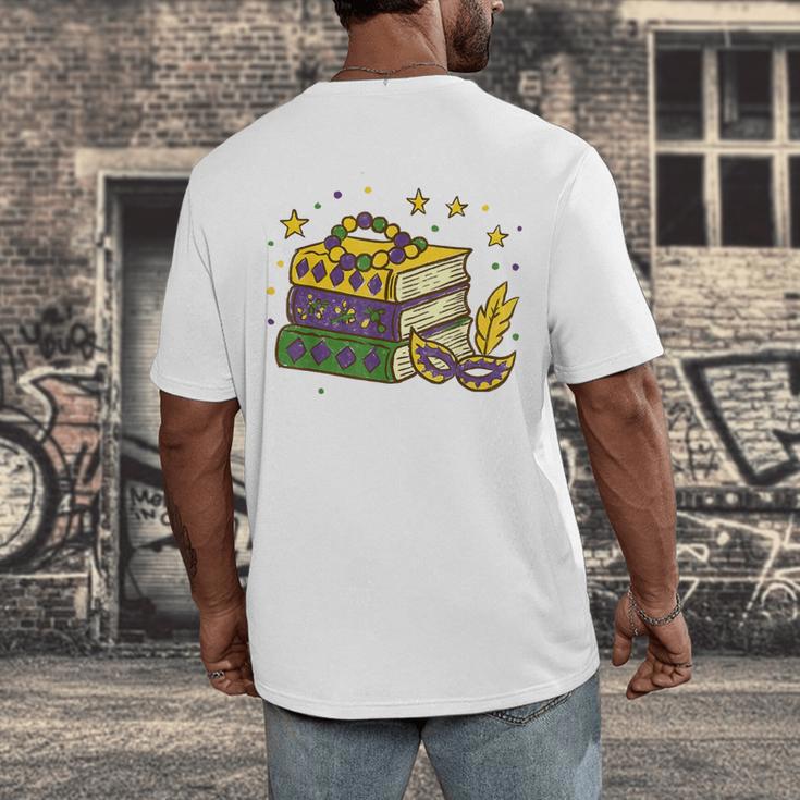 Mardi Gras Book Lover Reading Reader Men Women Kids Men's Back Print T-Shirt