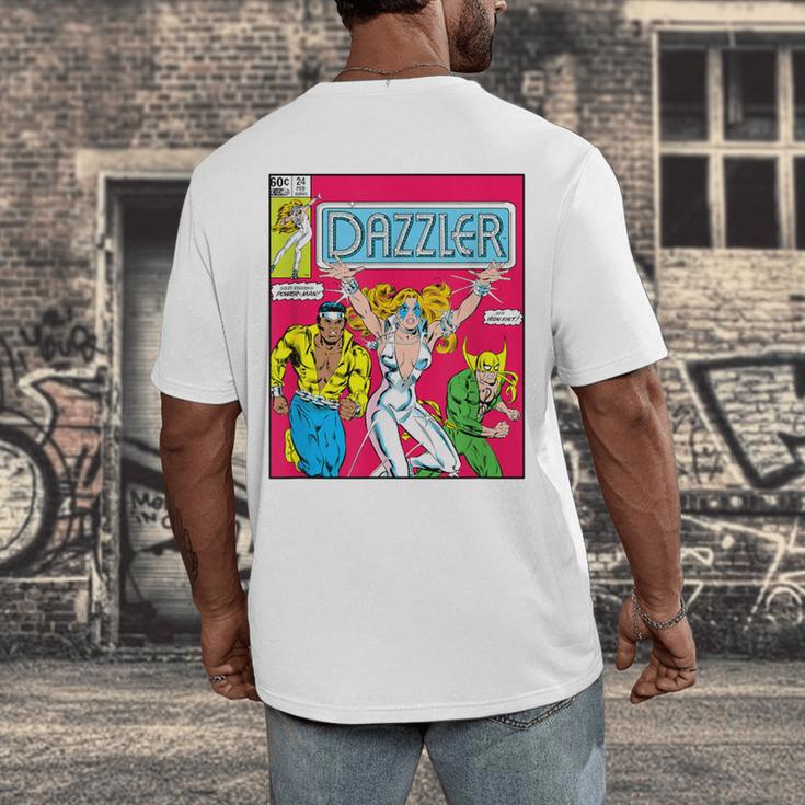 Marvel Universe Classic Dazzler Vintage Comic Book Cover Men's Back Print T-Shirt Marvel Universe Classic Dazzler Vintage Comic Book Cover Men's Back Print T-Shirt