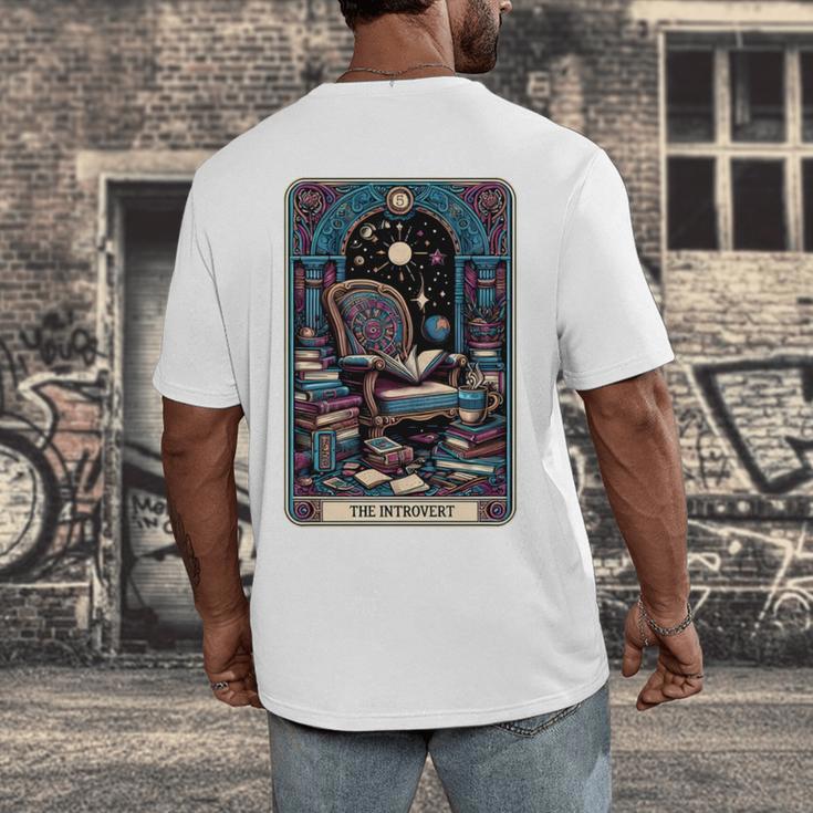 Mystical Library Book Reader The Introvert Tarot Card Men's Back Print T-Shirt Mystical Library Book Reader The Introvert Tarot Card Men's Back Print T-Shirt